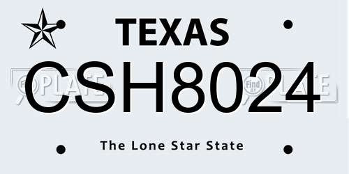 CSH8024 Texas License Plate