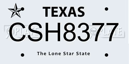 CSH8377 Texas License Plate