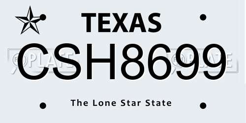 CSH8699 Texas License Plate