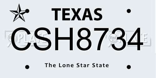 CSH8734 Texas License Plate