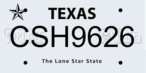 CSH9626 Texas License Plate