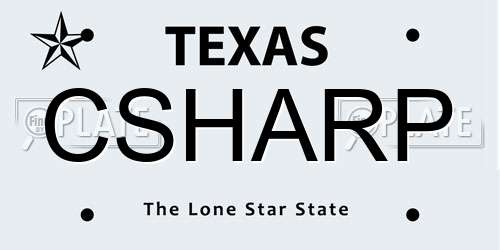 CSHARP Texas License Plate