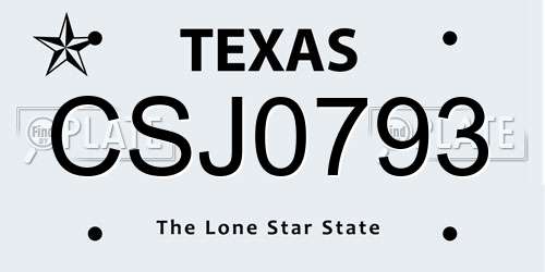 CSJ0793 Texas License Plate