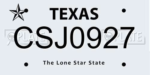 CSJ0927 Texas License Plate