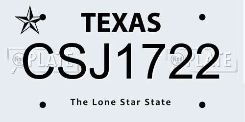 CSJ1722 Texas License Plate