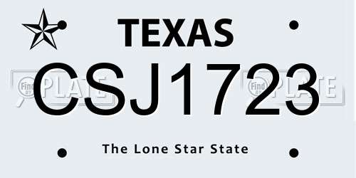 CSJ1723 Texas License Plate