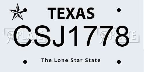 CSJ1778 Texas License Plate