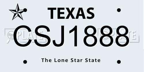 CSJ1888 Texas License Plate