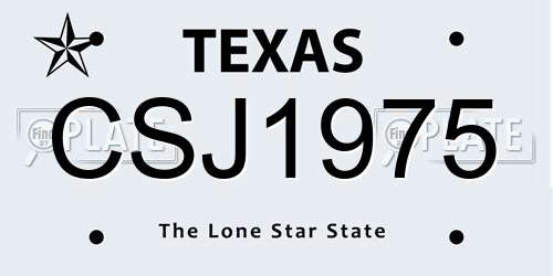 CSJ1975 Texas License Plate