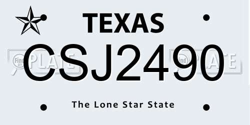CSJ2490 Texas License Plate