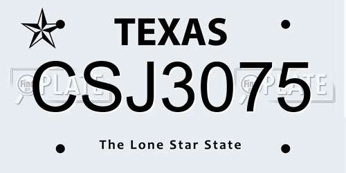 CSJ3075 Texas License Plate