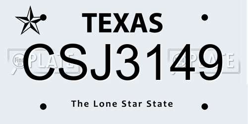 CSJ3149 Texas License Plate