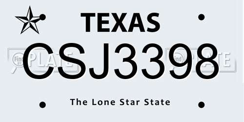 CSJ3398 Texas License Plate