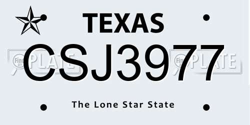 CSJ3977 Texas License Plate