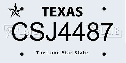 CSJ4487 Texas License Plate