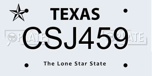 CSJ459 Texas License Plate