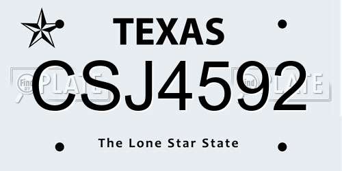 CSJ4592 Texas License Plate