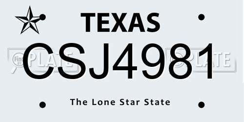 CSJ4981 Texas License Plate