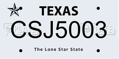 CSJ5003 Texas License Plate