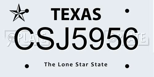 CSJ5956 Texas License Plate