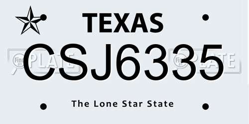 CSJ6335 Texas License Plate