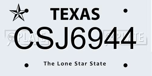 CSJ6944 Texas License Plate