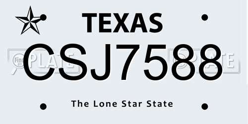CSJ7588 Texas License Plate