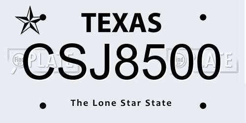 CSJ8500 Texas License Plate