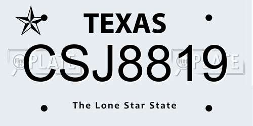 CSJ8819 Texas License Plate