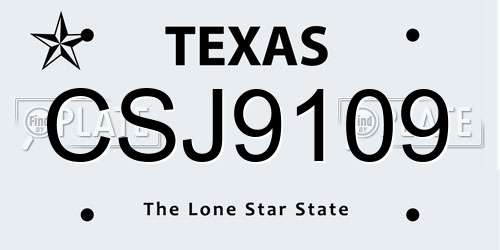 CSJ9109 Texas License Plate