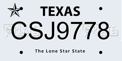 CSJ9778 Texas License Plate