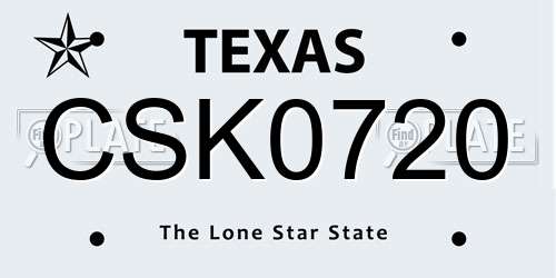 CSK0720 Texas License Plate