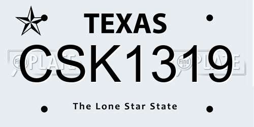 CSK1319 Texas License Plate