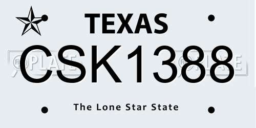CSK1388 Texas License Plate