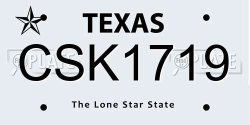CSK1719 Texas License Plate