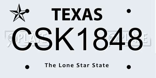 CSK1848 Texas License Plate