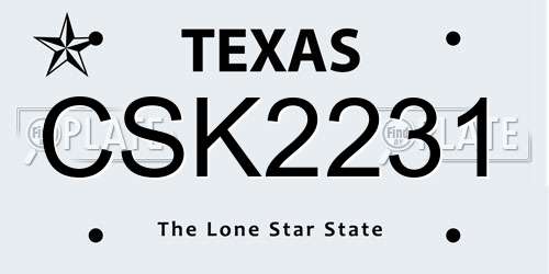 CSK2231 Texas License Plate