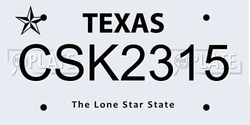 CSK2315 Texas License Plate