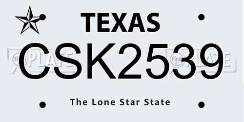 CSK2539 Texas License Plate
