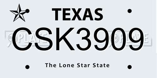 CSK3909 Texas License Plate