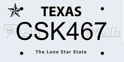 CSK467 Texas License Plate