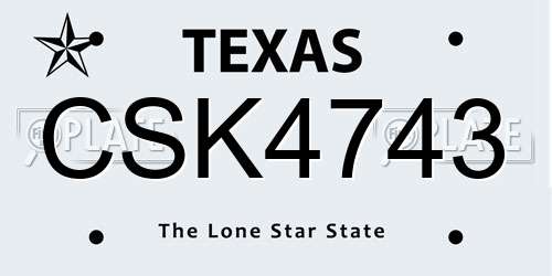 CSK4743 Texas License Plate