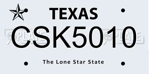CSK5010 Texas License Plate