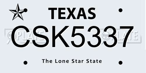CSK5337 Texas License Plate