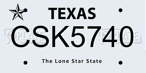 CSK5740 Texas License Plate