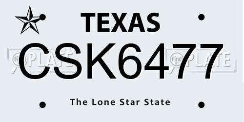 CSK6477 Texas License Plate