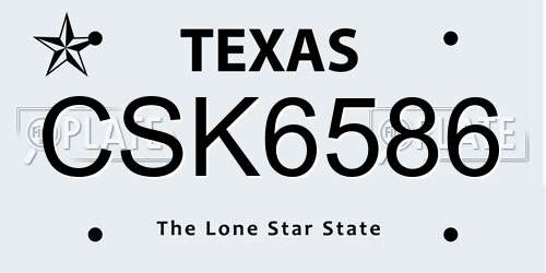 CSK6586 Texas License Plate