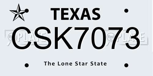CSK7073 Texas License Plate