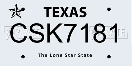 CSK7181 Texas License Plate