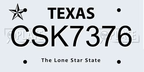 CSK7376 Texas License Plate